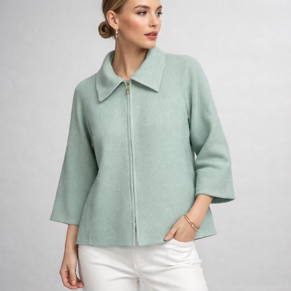 St. John Light Green Cape Jacket